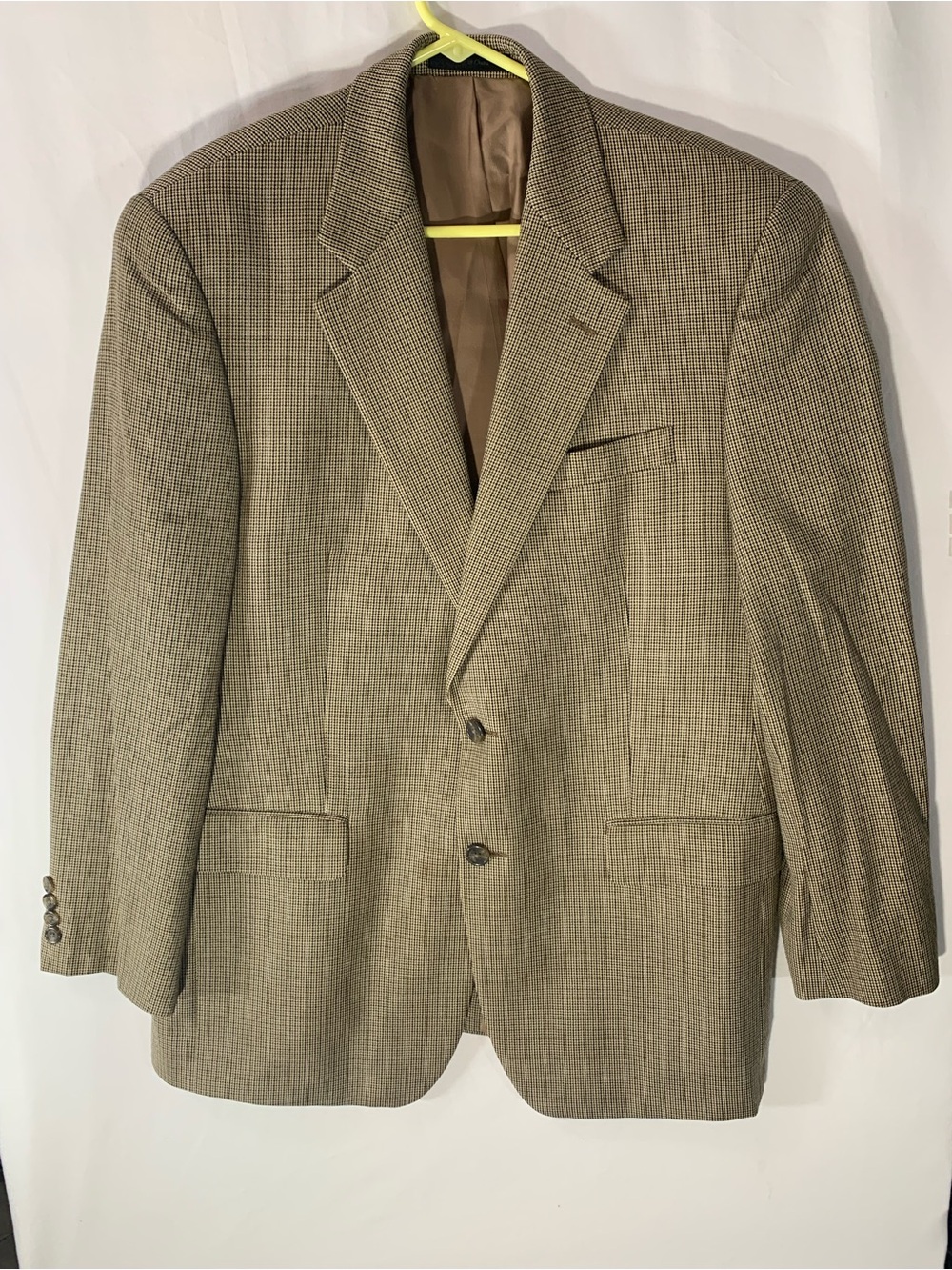 Chaps Tan Houndstooth Sport Coat Blazer 40R Business Suit Jacket